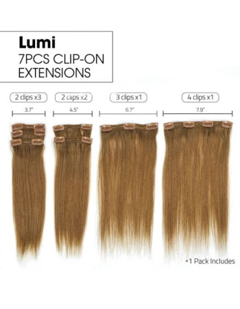Hair Couture 100% Human Hair Extensions LUMI 7 piece Clip-ins