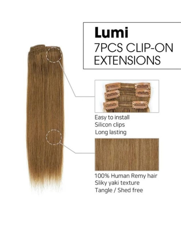 Hair Couture 100% Human Hair Extensions LUMI 7 piece Clip-ins