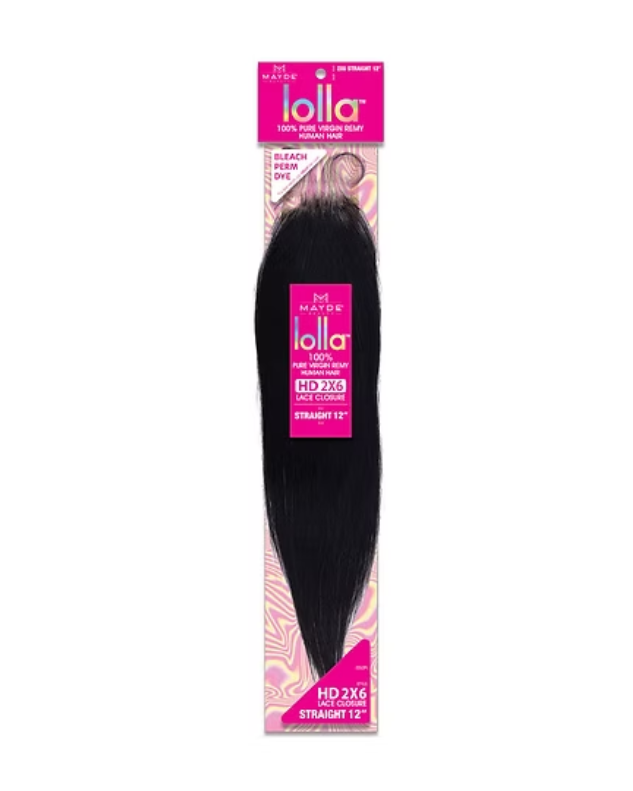Mayde Lolla Virgin Remy Hair HD Lace Closure Lolla 2X6 Straight 12"