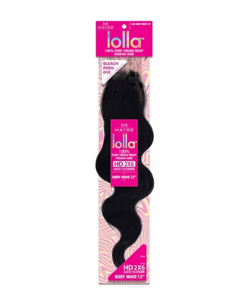 Mayde Lolla Virgin Hair HD Lace Closure 2X6 Body Wave 12"