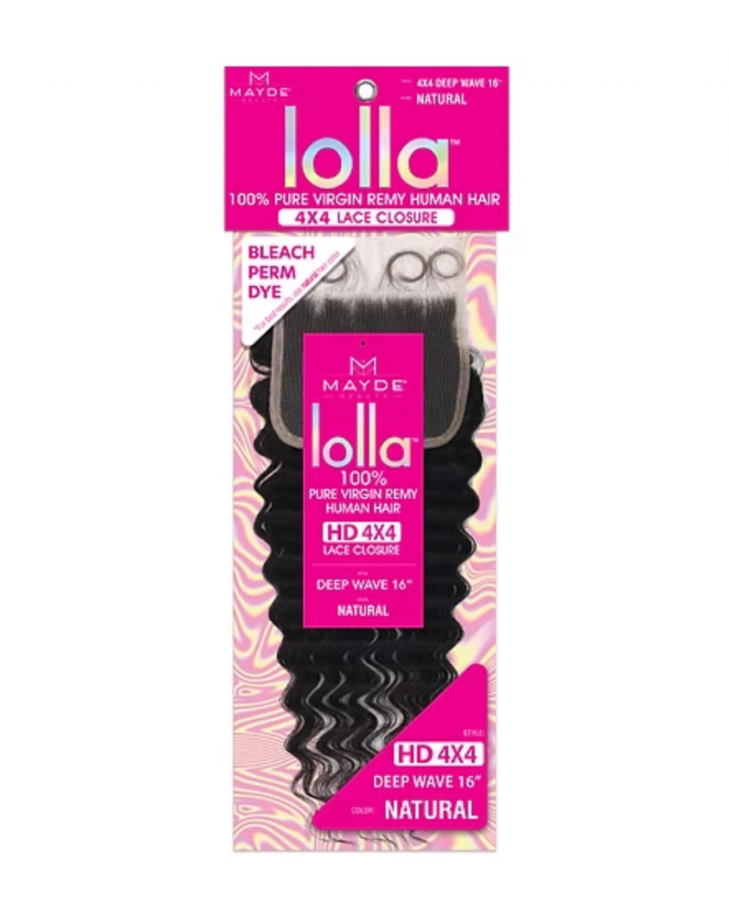 Mayde Lolla Virgin Hair HD Lace Closure 4x4 Deep Wave
