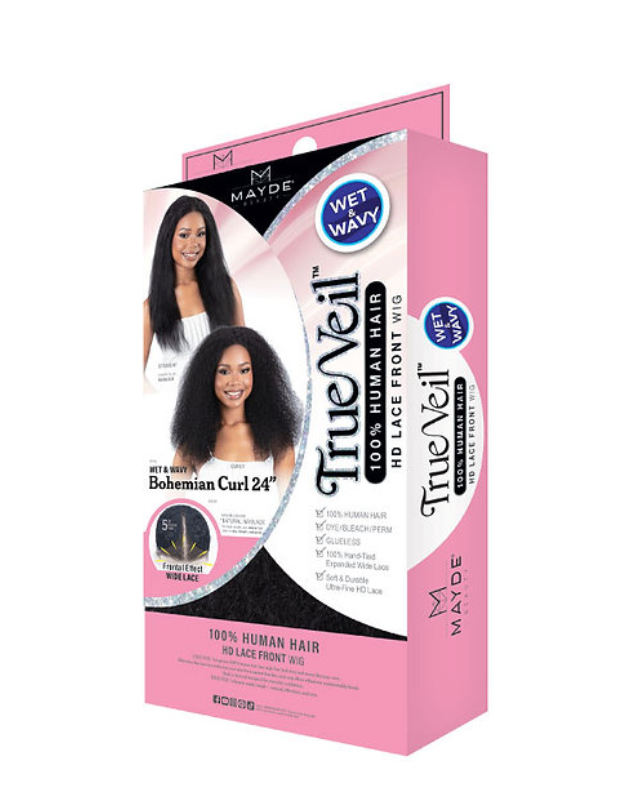 Mayde True Veil  Wet & Wavy Bohemian Curl 24" 100% Human Hair Lace Wig