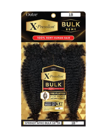 Outre Remy Human Hair Braids X-Pression Pre-Fluffed 3X Springy Afro Bulk 16"