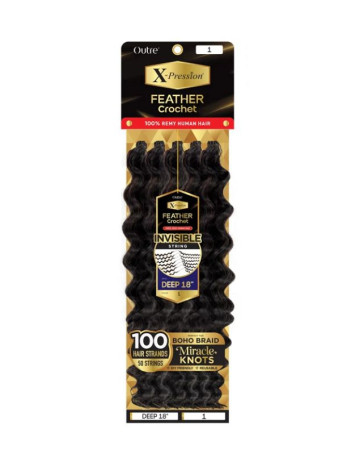 Outre X-Pression 100% Remy Human Hair Feather Crochet Braid - DEEP 18"