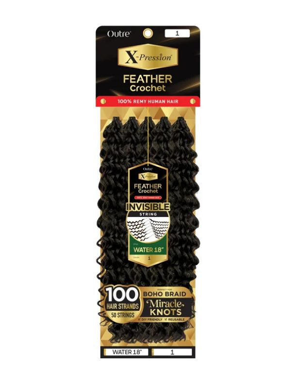 Outre X-Pression 100% Remy Human Hair Feather Crochet Braid - WATER 18"
