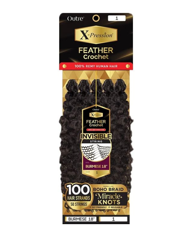 Outre X-Pression 100% Remy Human Hair Feather Crochet Braid - BURMESE 18"