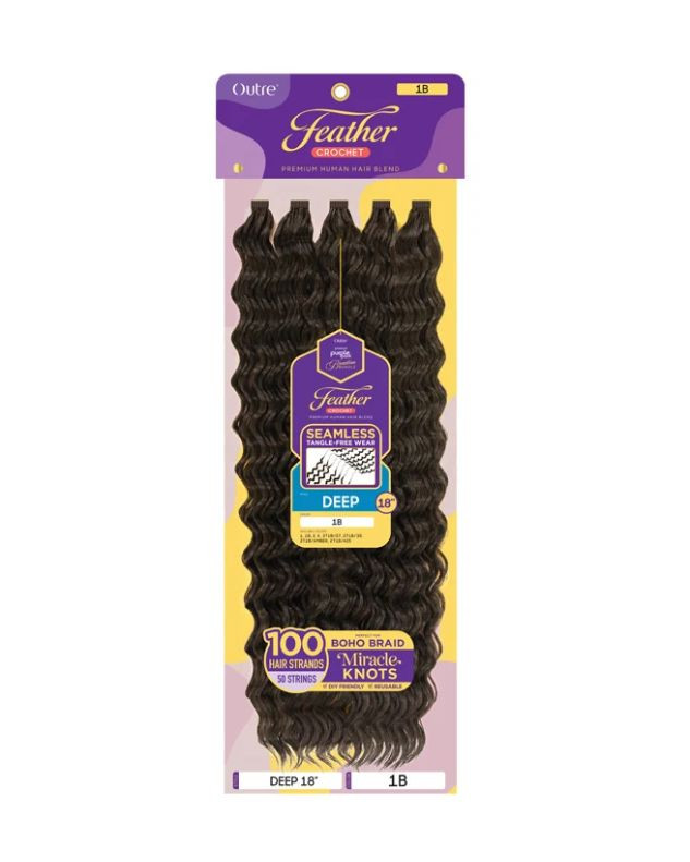 Outre Premium Purple Pack Brazilian Bundle Feather Crochet Braids - DEEP 18" - Human Hair Blend