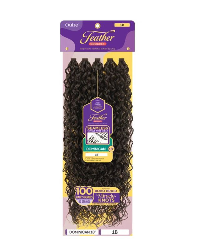 Outre Premium Purple Pack Brazilian Bundle Feather Crochet Braids - DOMINICAN 18" - Human Hair Blend