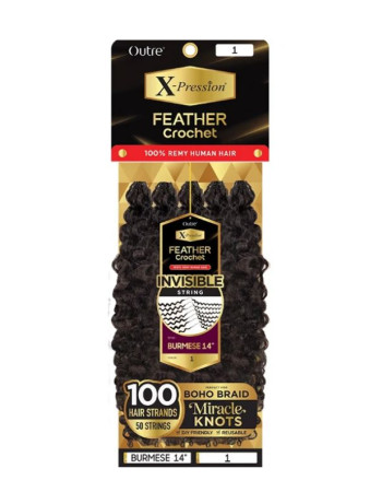 Outre X-Pression 100% Remy Human Hair Feather Crochet Braid - BURMESE 14"
