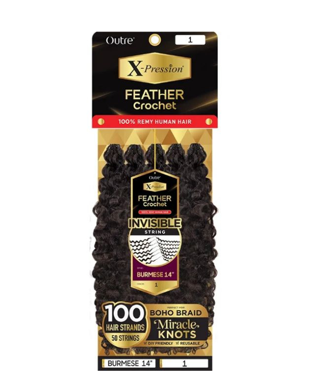 Outre X-Pression 100% Remy Human Hair Feather Crochet Braid - BURMESE 14"