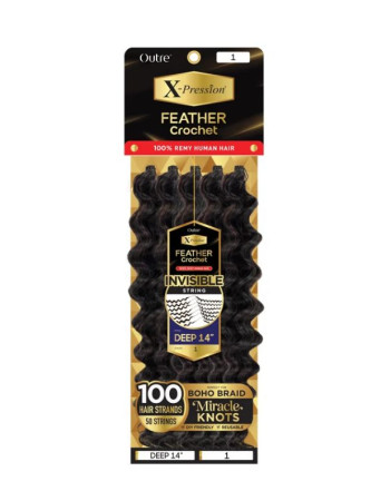 Outre X-Pression 100% Remy Human Hair Feather Crochet Braid - DEEP 14"
