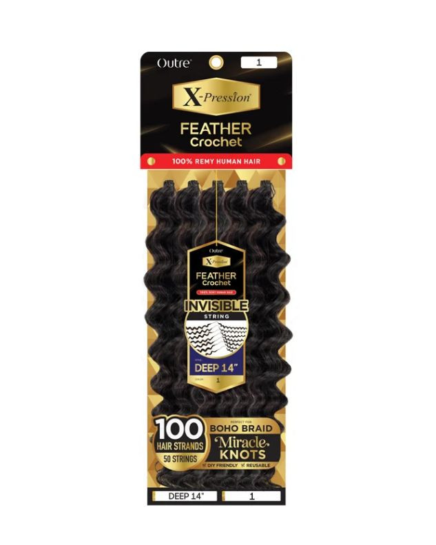 Outre X-Pression 100% Remy Human Hair Feather Crochet Braid - DEEP 14"