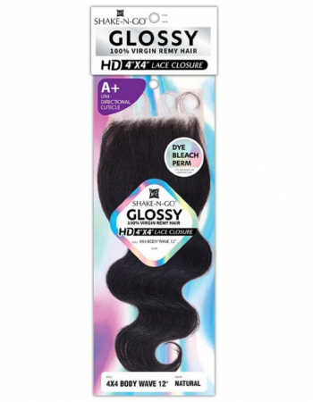 Shake-N-Go Virgin Remy Hair HD Lace Closure Glossy 4x4 Body Wave