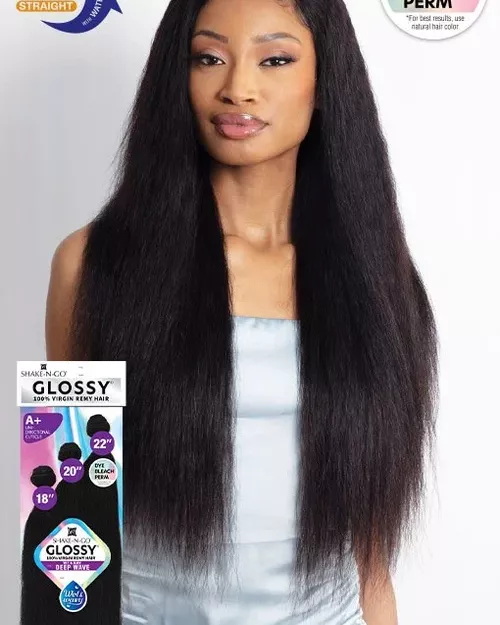 Shake-N-Go Virgin Remy Hair Weave Glossy 3 Bundles Wet N Wavy Deep Wave
