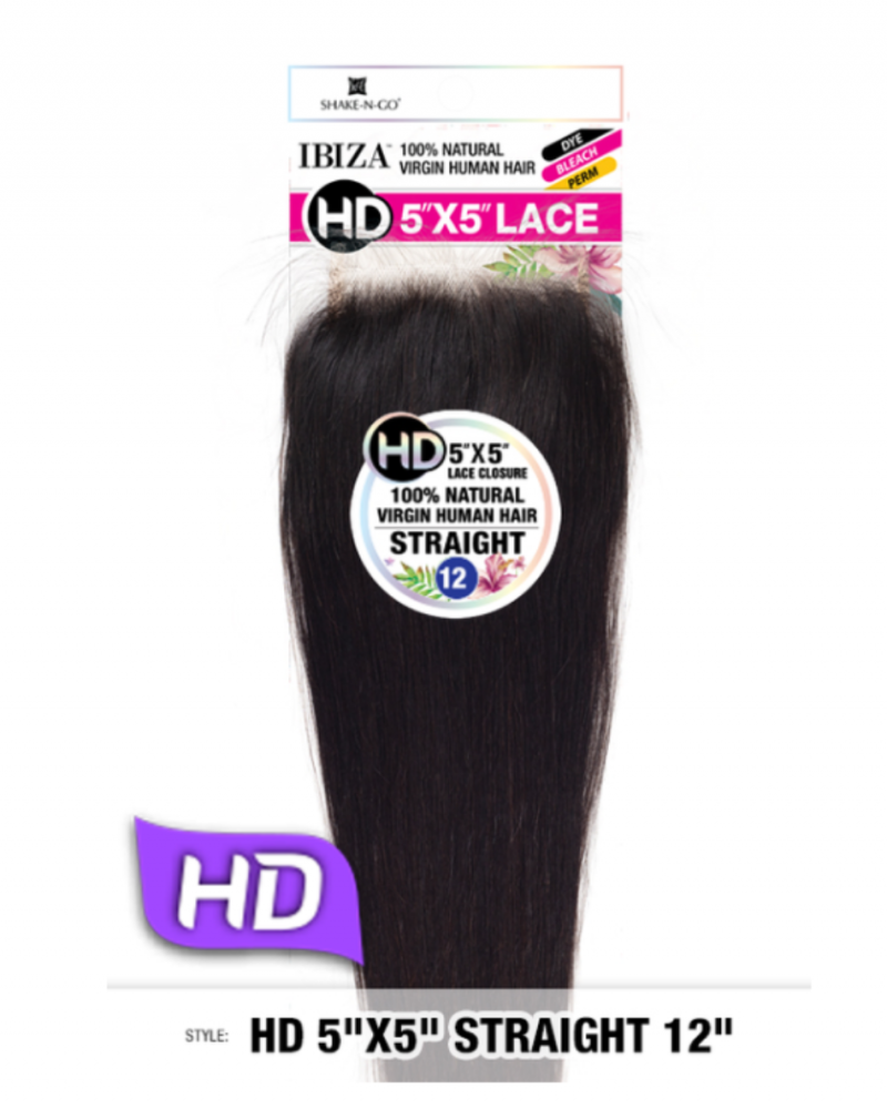Ibiza Natural Virgin Human Hair 5X5 HD Lace Closure Straight (10"-16")