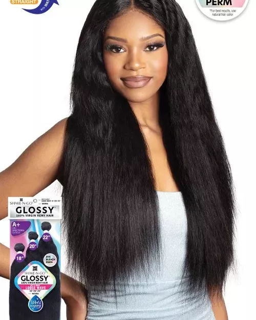 Shake-N-Go Virgin Remy Hair Weave Glossy 3 Bundles Wet N Wavy Loose Wave