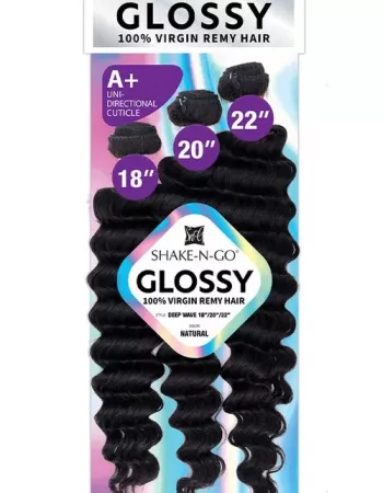 Shake-N-Go Virgin Remy Hair Weave Glossy 3 Bundles Deep Wave