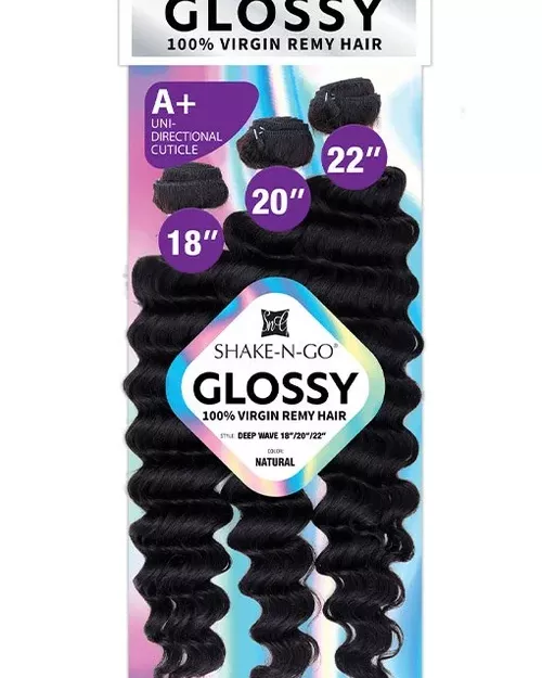 Shake-N-Go Virgin Remy Hair Weave Glossy 3 Bundles Deep Wave