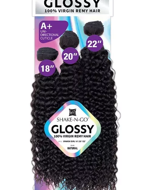 Shake-N-Go Virgin Remy Hair Weave Glossy 3 Bundles Spanish Curl