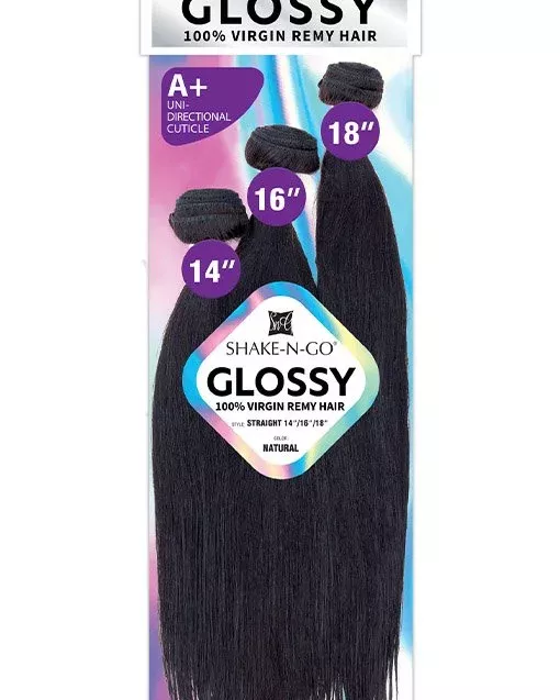 Shake-N-Go Virgin Remy Hair Weave Glossy 3 Bundles Straight
