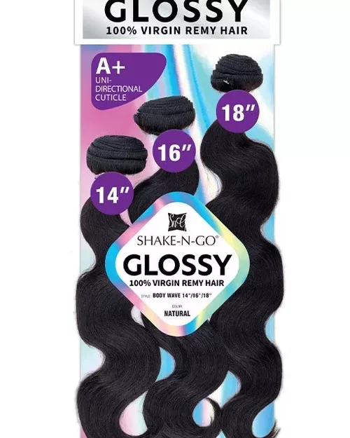 Shake-N-Go Virgin Remy Hair Weave Glossy 3 Bundles Body Wave