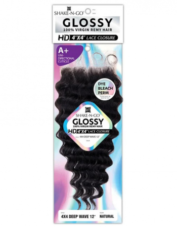 Shake-N-Go Virgin Remy Hair HD Lace Closure Glossy 4x4 Deep Wave