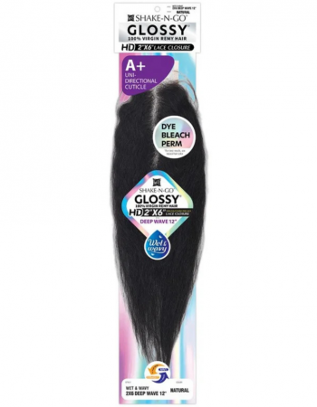 Shake-N-Go Virgin Hair HD Lace Closure Glossy 2X6 Wet n Wavy Deep 12"