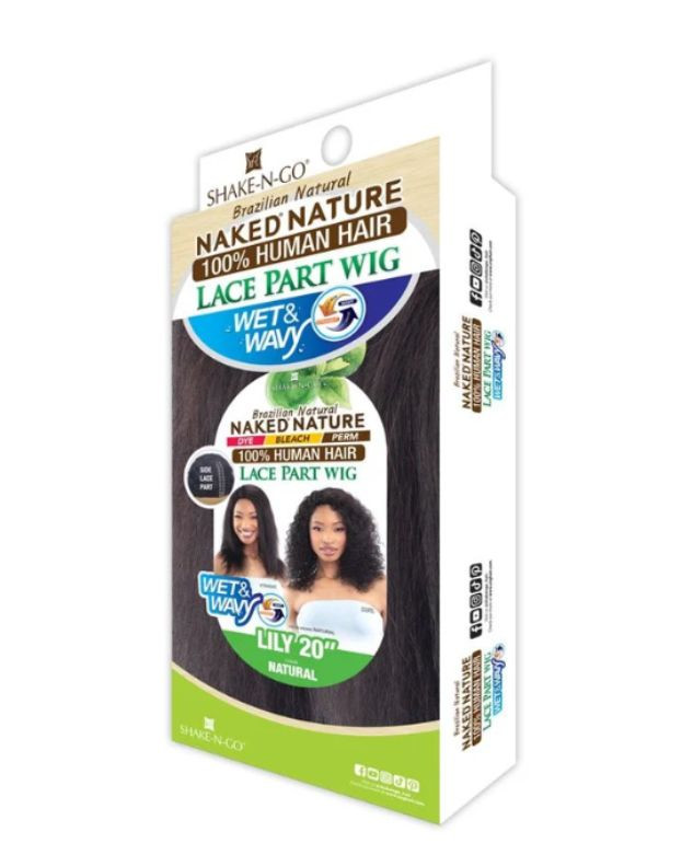 Shake N Go Naked Nature 100% Human Hair Side Lace Part Wig - LILY 20" - Wet & Wavy