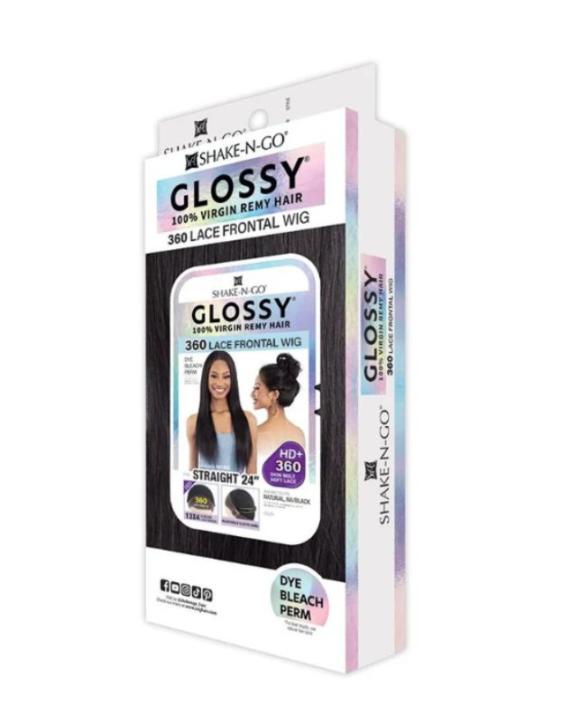 Shake N Go Glossy Glueless 100% Virgin Remy Hair 360 HD 13x4 Lace Frontal Wig - STRAIGHT 24"