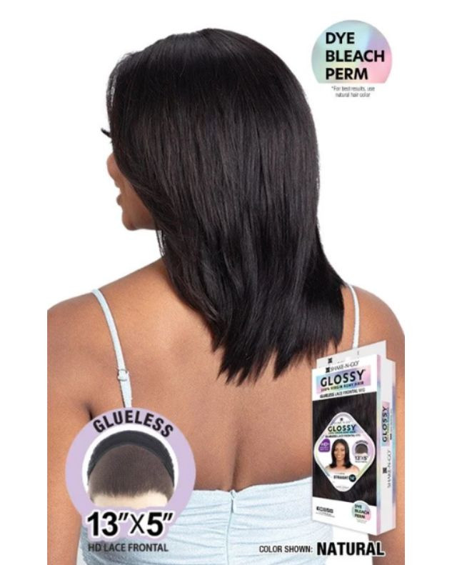 Shake N Go Glossy 100% Virgin Remy Hair Glueless 13x5 HD Lace Frontal Wig - STRAIGHT 14"