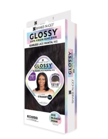 Shake N Go Glossy 100% Virgin Remy Hair Glueless 13x5 HD Lace Frontal Wig - STRAIGHT 14"