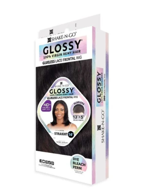 Shake N Go Glossy 100% Virgin Remy Hair Glueless 13x5 HD Lace Frontal Wig - STRAIGHT 14"