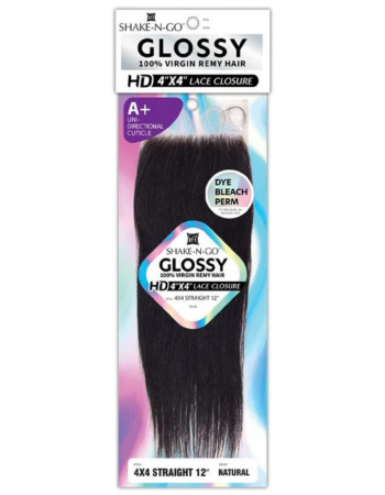 Shake-N-Go Virgin Remy Hair HD Lace Closure Glossy 4x4 Straight