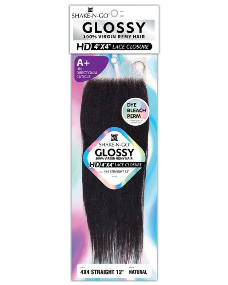 Shake-N-Go Virgin Remy Hair HD Lace Closure Glossy 4x4 Straight